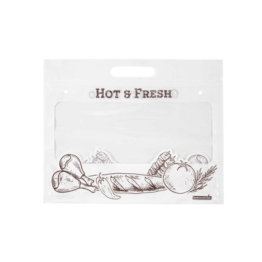 Bag Tek White Plastic Rotisserie Chicken / Hot Food Bag - Hot & Fresh - 12 3/4" x 5 3/4" x 10 1/4" - 100 count box