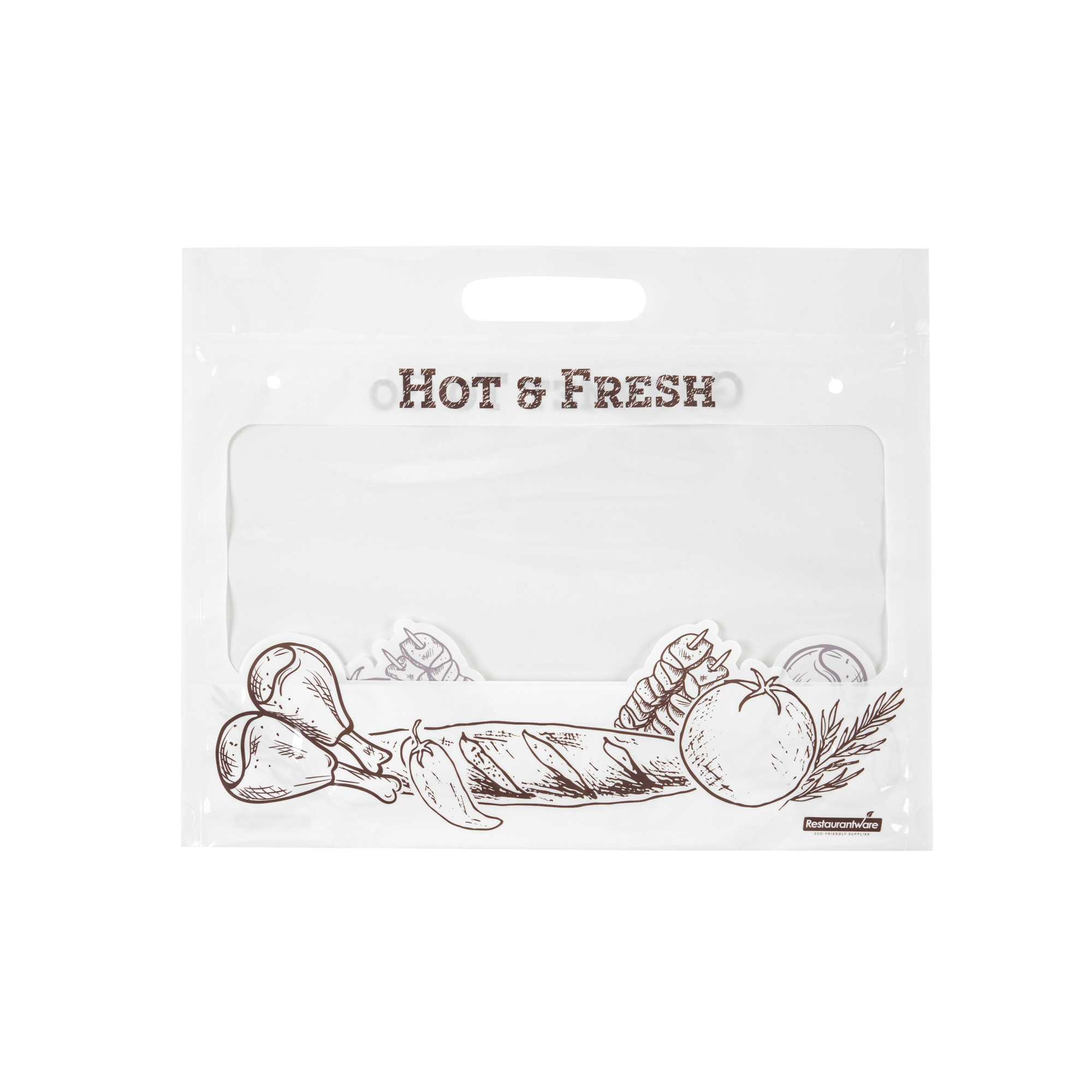Bag Tek White Plastic Rotisserie Chicken / Hot Food Bag - Hot & Fresh - 12 3/4" x 5 3/4" x 10 1/4" - 100 count box