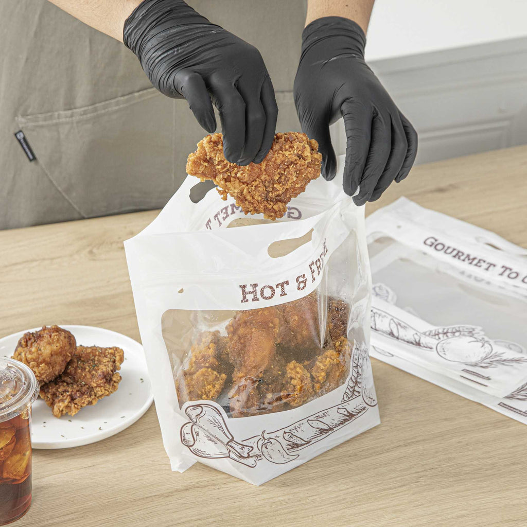 Bag Tek White Plastic Rotisserie Chicken / Hot Food Bag - Hot & Fresh - 12 3/4" x 5 3/4" x 10 1/4" - 100 count box