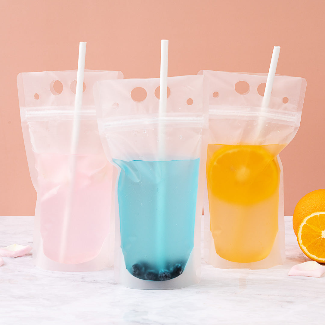 Bag Tek 17 oz Clear Plastic Drink Pouch - Double Zipper - 5" x 9" - 100 count box