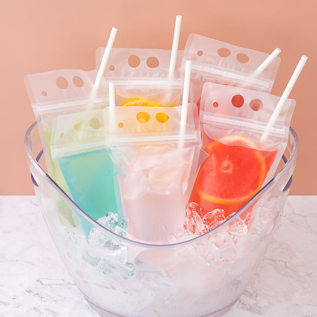 Bag Tek 17 oz Clear Plastic Drink Pouch - Double Zipper - 5" x 9" - 100 count box