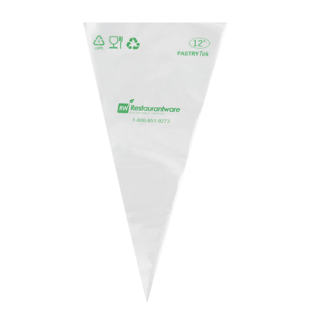 Pastry Tek Clear Plastic Pastry Piping Bag - Recyclable - 12 1/4" x 6" - 100 count box