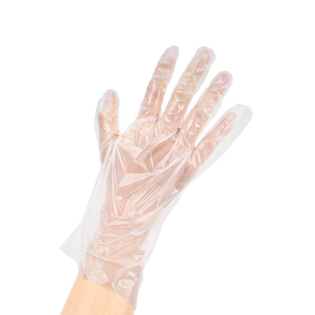 Eco Serve Clear Plastic Small Compostable Gloves - Powder-Free - 10 1/4" x 8 3/4" - 100 count box