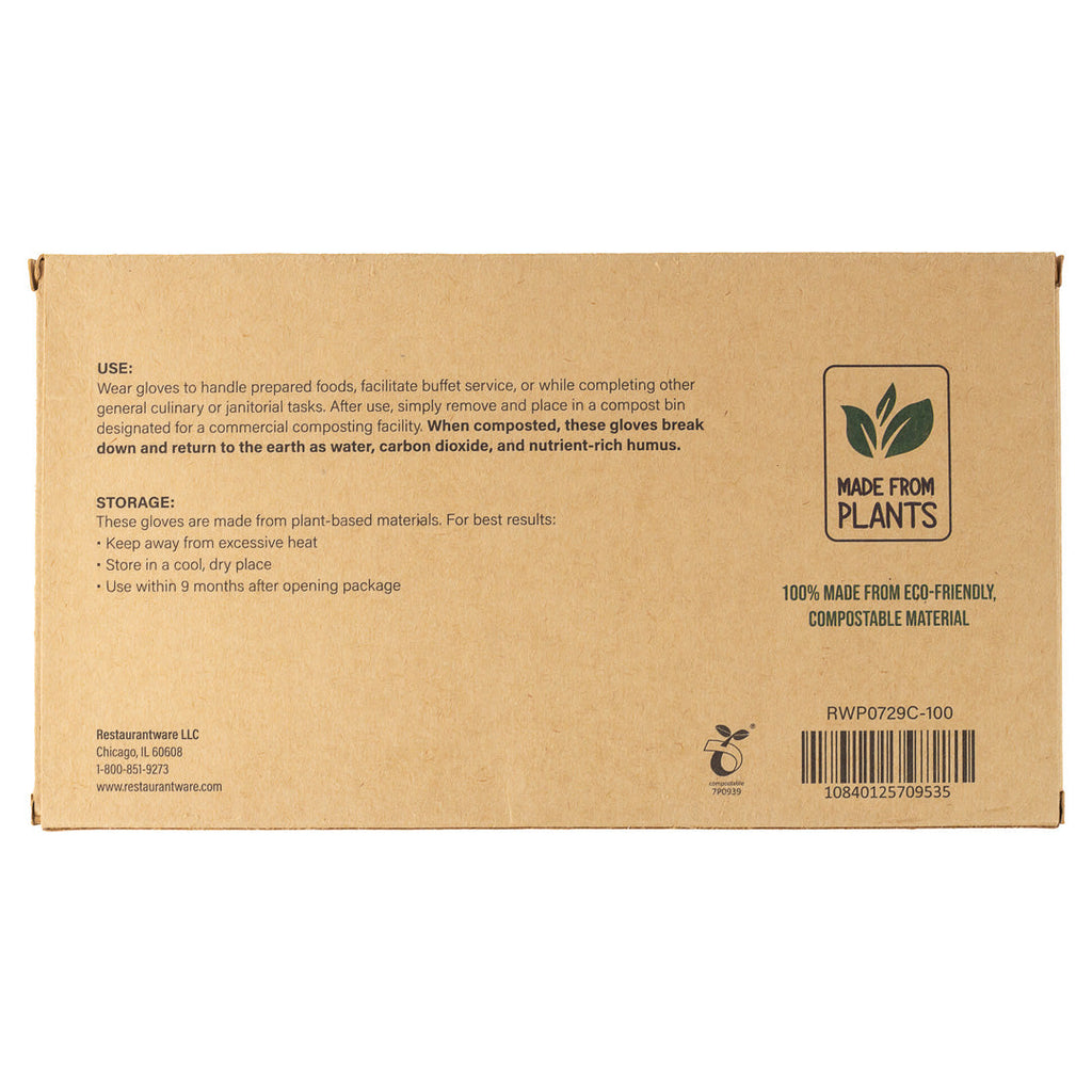 Eco Serve Clear Plastic Small Compostable Gloves - Powder-Free - 10 1/4" x 8 3/4" - 100 count box