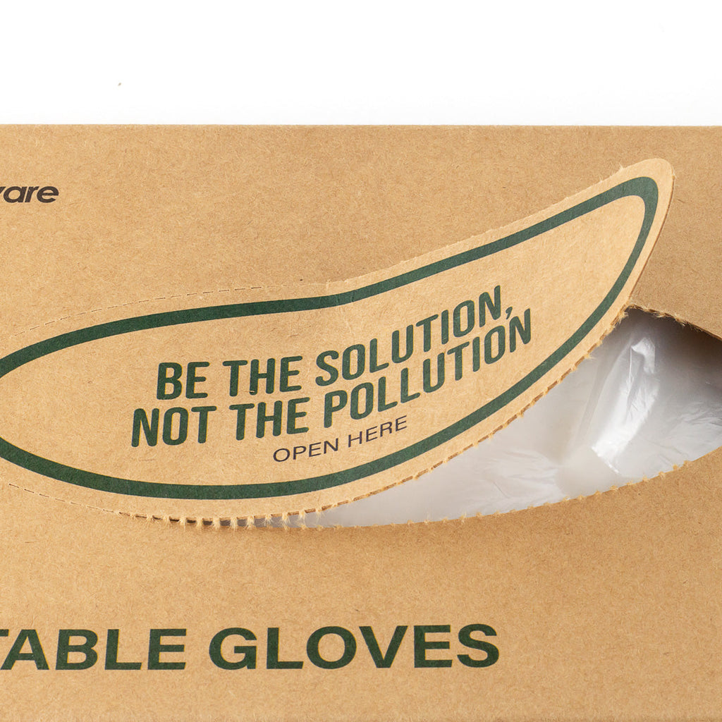 Eco Serve Clear Plastic Small Compostable Gloves - Powder-Free - 10 1/4" x 8 3/4" - 100 count box