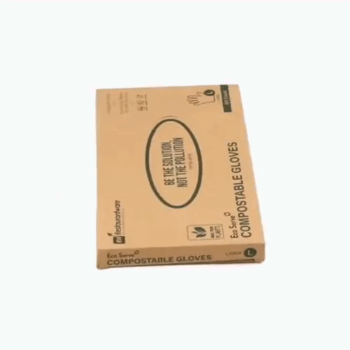 Eco Serve Clear Plastic Large Compostable Gloves - Powder-Free - 11 1/2" x 10 1/4" - 100 count box