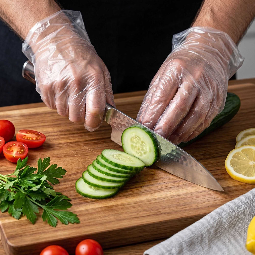 Eco Serve Clear Plastic Large Compostable Gloves - Powder-Free - 11 1/2" x 10 1/4" - 100 count box