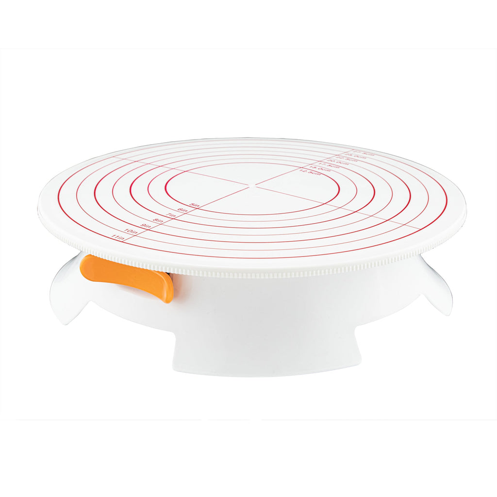 Pastry Tek Round White Plastic Revolving Cake Stand / Turntable - Non-Slip Base - 12" - 1 count box
