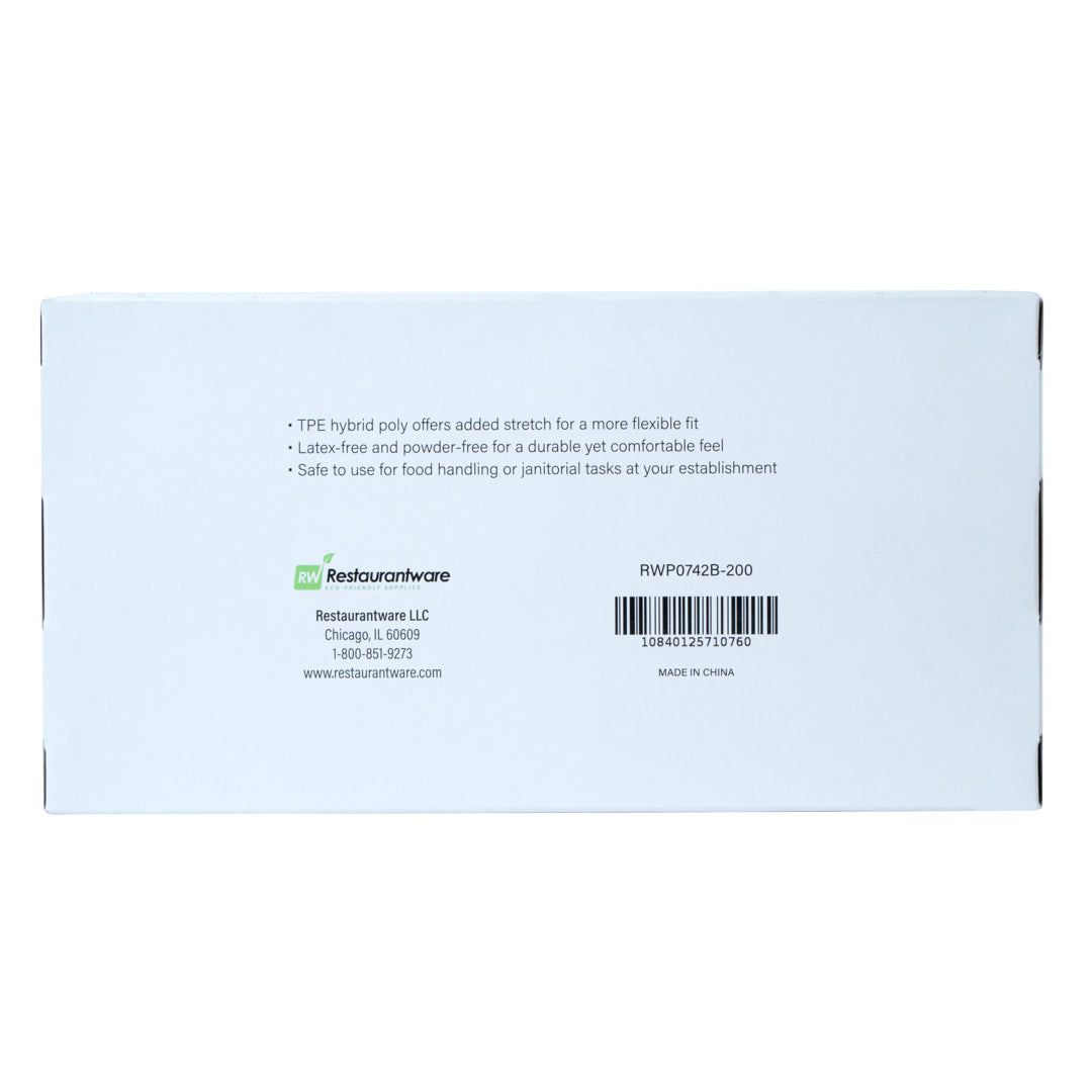 Serve Secure Black TPE Hybrid Plastic Small Foodservice Gloves - Latex Free, Powder Free - 10" x 8 1/4" - 1000 count box