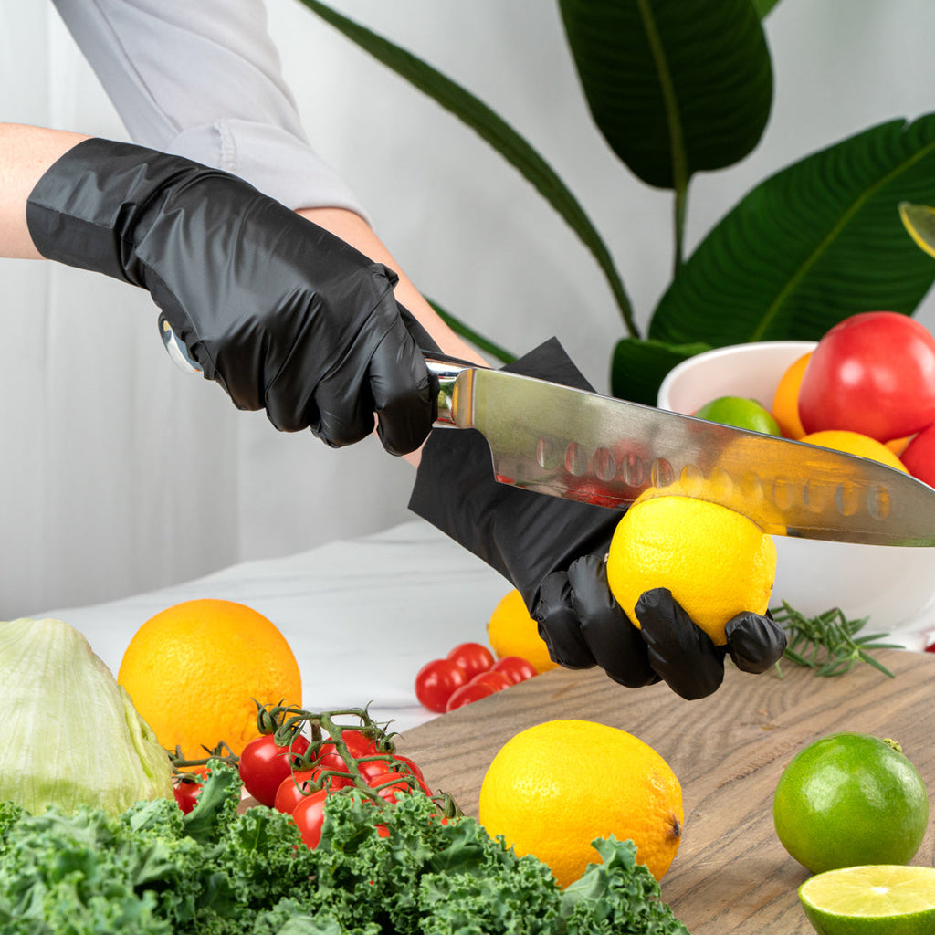 Serve Secure Black TPE Hybrid Plastic Small Foodservice Gloves - Latex Free, Powder Free - 10" x 8 1/4" - 1000 count box
