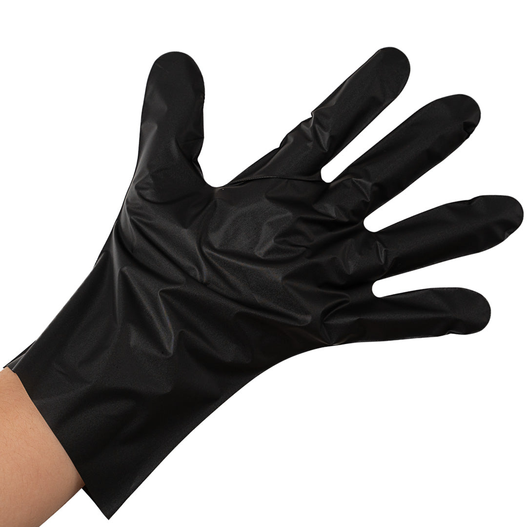 Serve Secure Black TPE Hybrid Plastic Medium Foodservice Gloves - Latex Free, Powder Free - 10 1/4" x 8 1/2" - 1000 count box