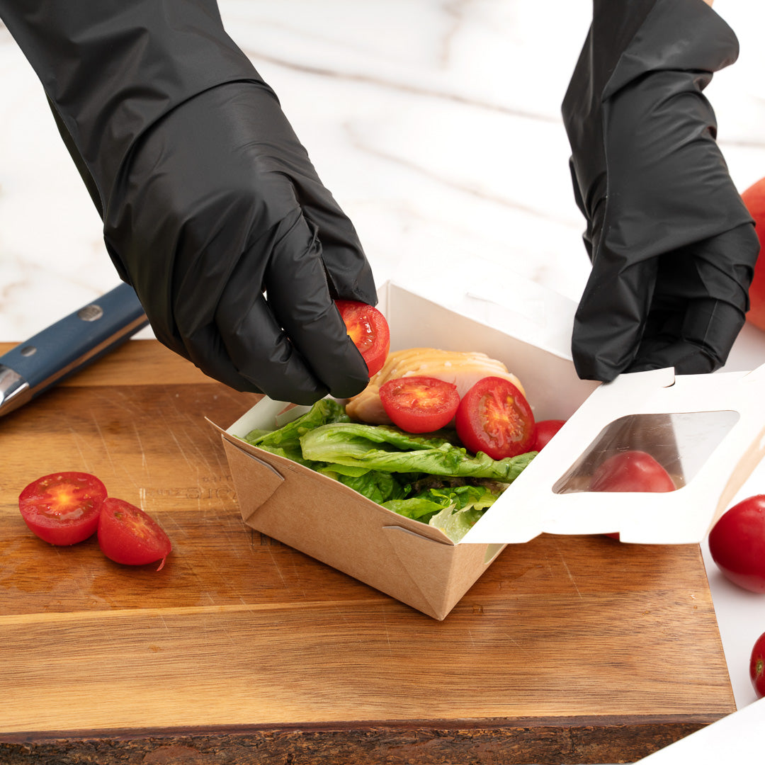 Serve Secure Black TPE Hybrid Plastic Medium Foodservice Gloves - Latex Free, Powder Free - 10 1/4" x 8 1/2" - 1000 count box
