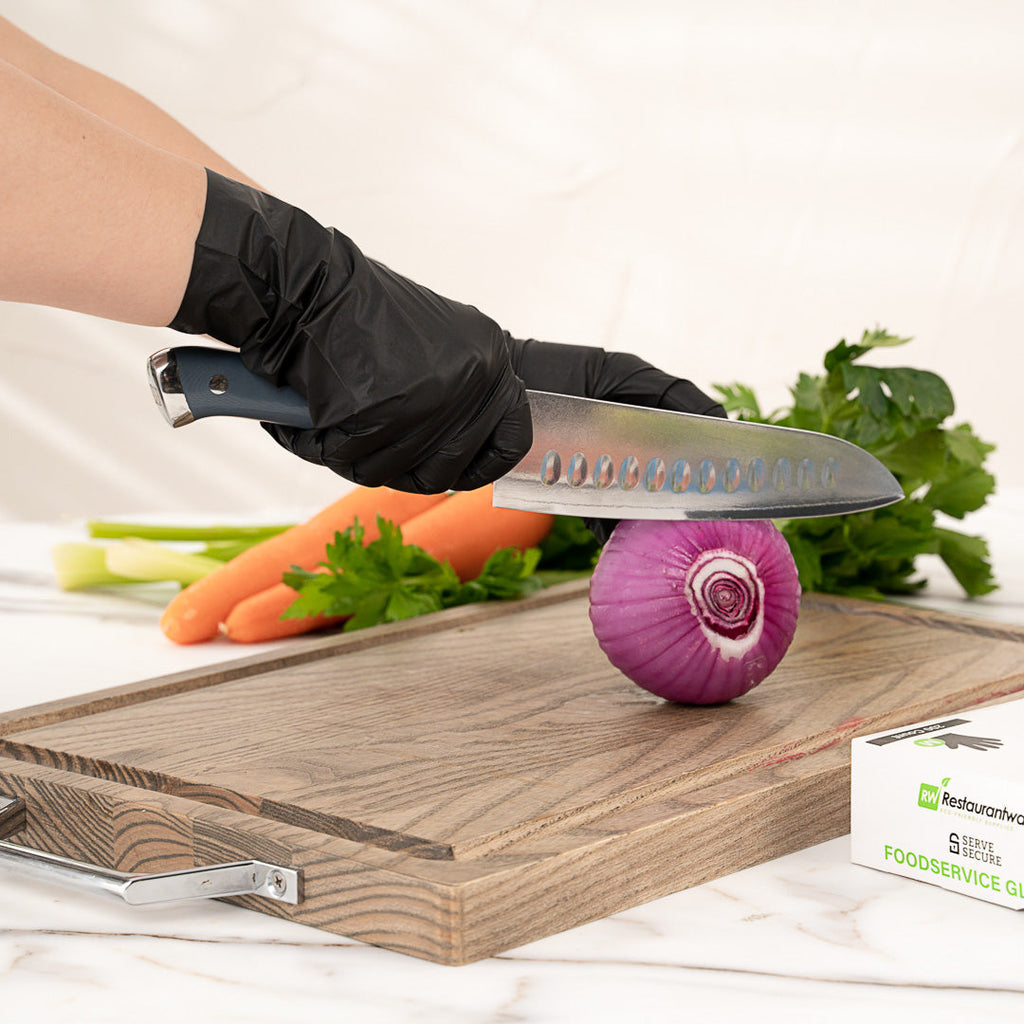 Serve Secure Black TPE Hybrid Plastic Medium Foodservice Gloves - Latex Free, Powder Free - 10 1/4" x 8 1/2" - 1000 count box