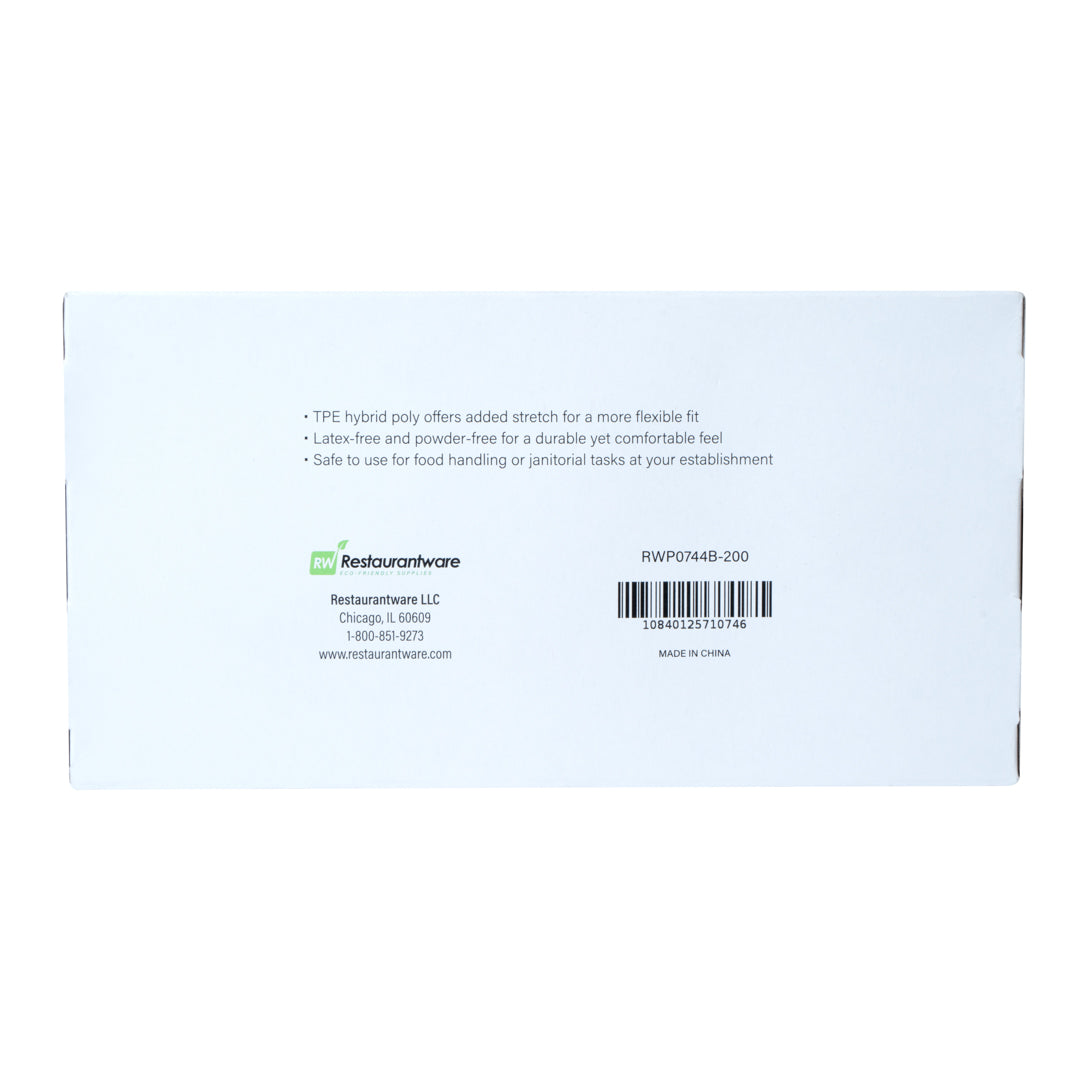 Serve Secure Black TPE Hybrid Plastic Large Foodservice Gloves - Latex Free, Powder Free - 10" x 9 1/4" - 200 count box