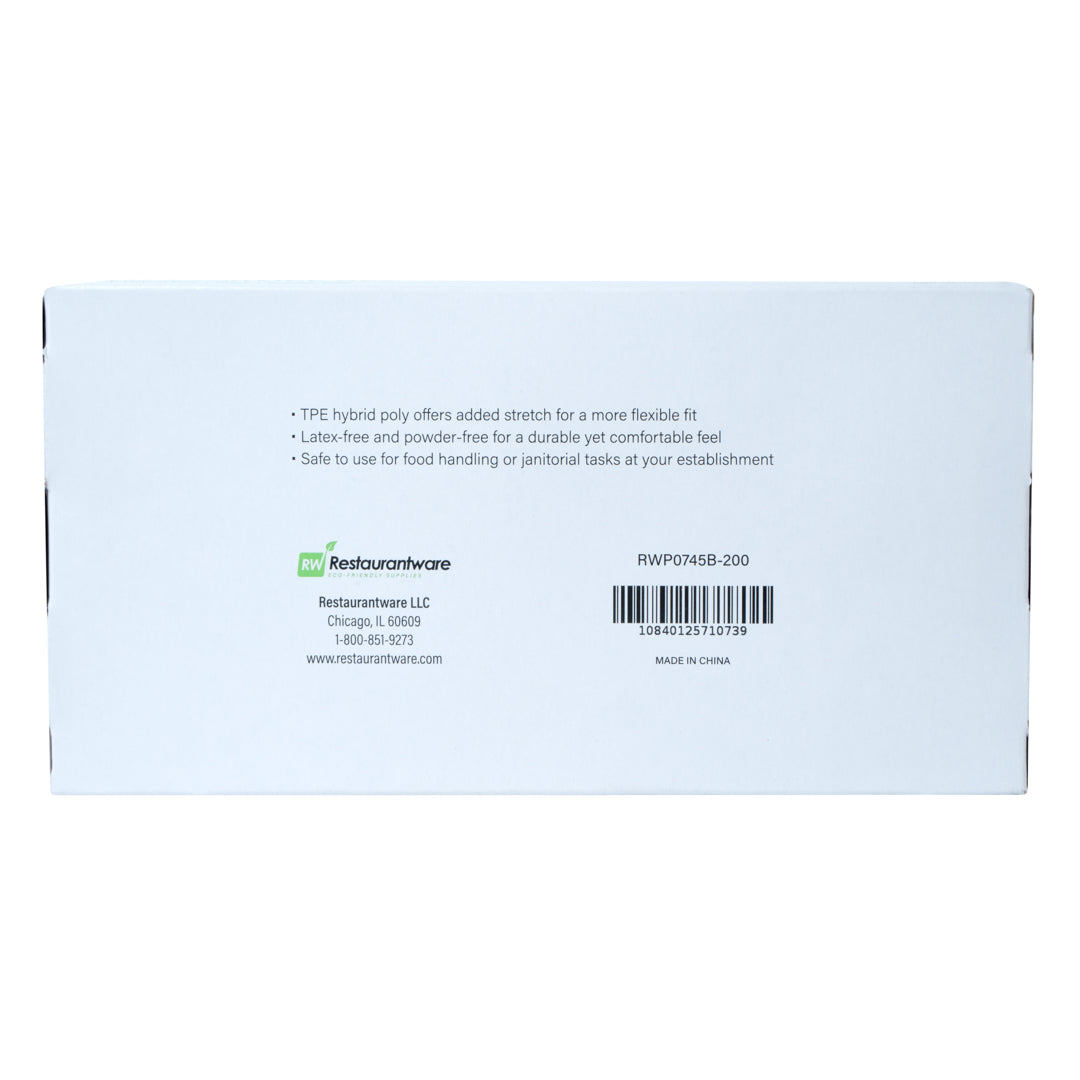 Serve Secure Black TPE Hybrid Plastic Extra Large Foodservice Gloves - Latex Free, Powder Free - 10 1/4" x 9 3/4" - 200 count box