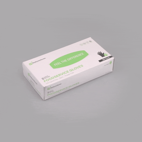 Serve Secure Black TPE Hybrid Plastic XXL Foodservice Gloves - Latex Free, Powder Free - 10 1/4" x 10 1/2" - 200 count box