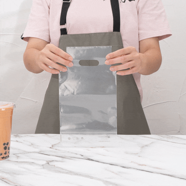 Basic Nature Clear Plastic Drink Carrier Bag - Fits 1 Cup, Biodegradable - 6 1/4" x 3 1/4" x 11" - 100 count box