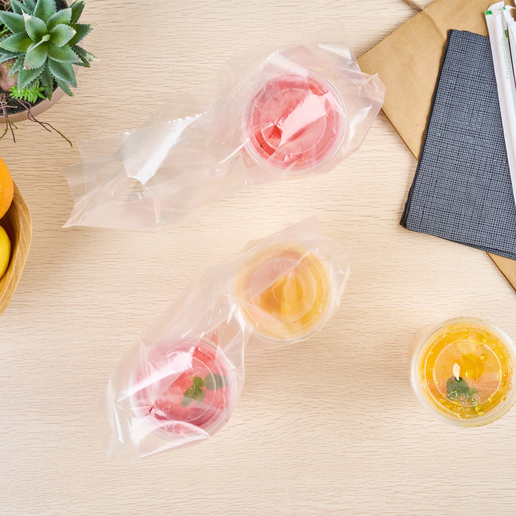 Basic Nature Clear Plastic Drink Carrier Bag - Fits 2 Cups, Biodegradable - 12 1/2" x 3 1/4" x 11" - 100 count box