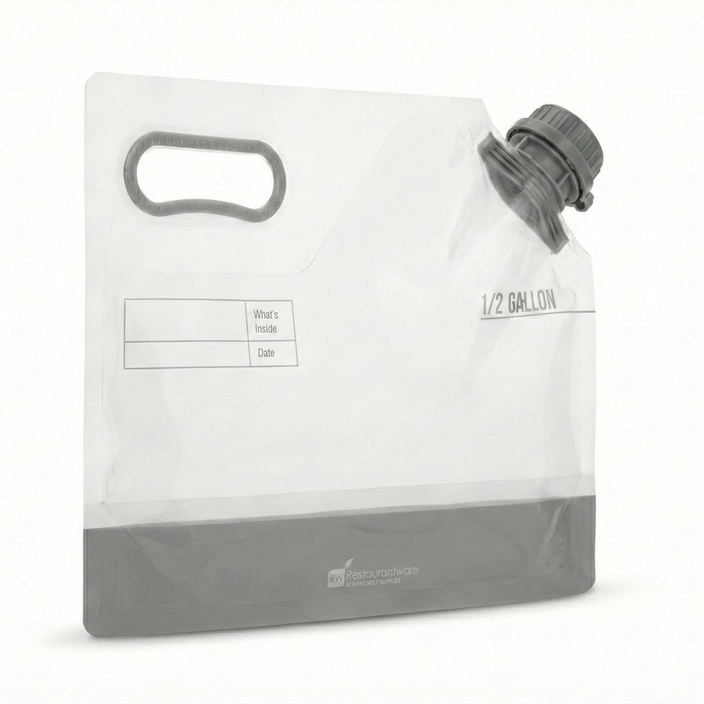 Cater Tek 1/2 gal Clear Plastic Take Out Drink Bag - with Safety Cap - 11 3/4" x 4 1/4" x 9" - 10 count box