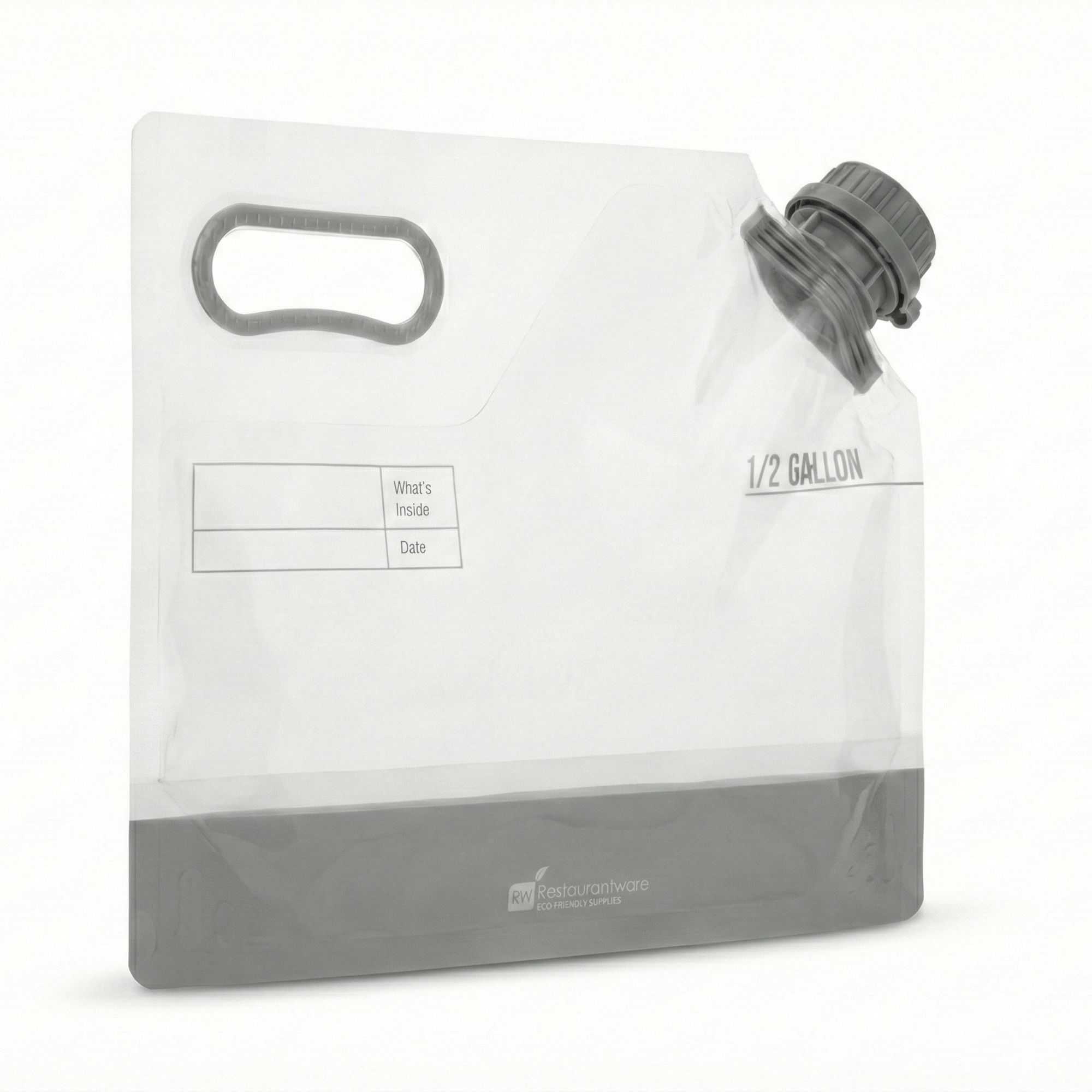 Cater Tek 1/2 gal Clear Plastic Take Out Drink Bag - with Safety Cap - 11 3/4" x 4 1/4" x 9" - 10 count box