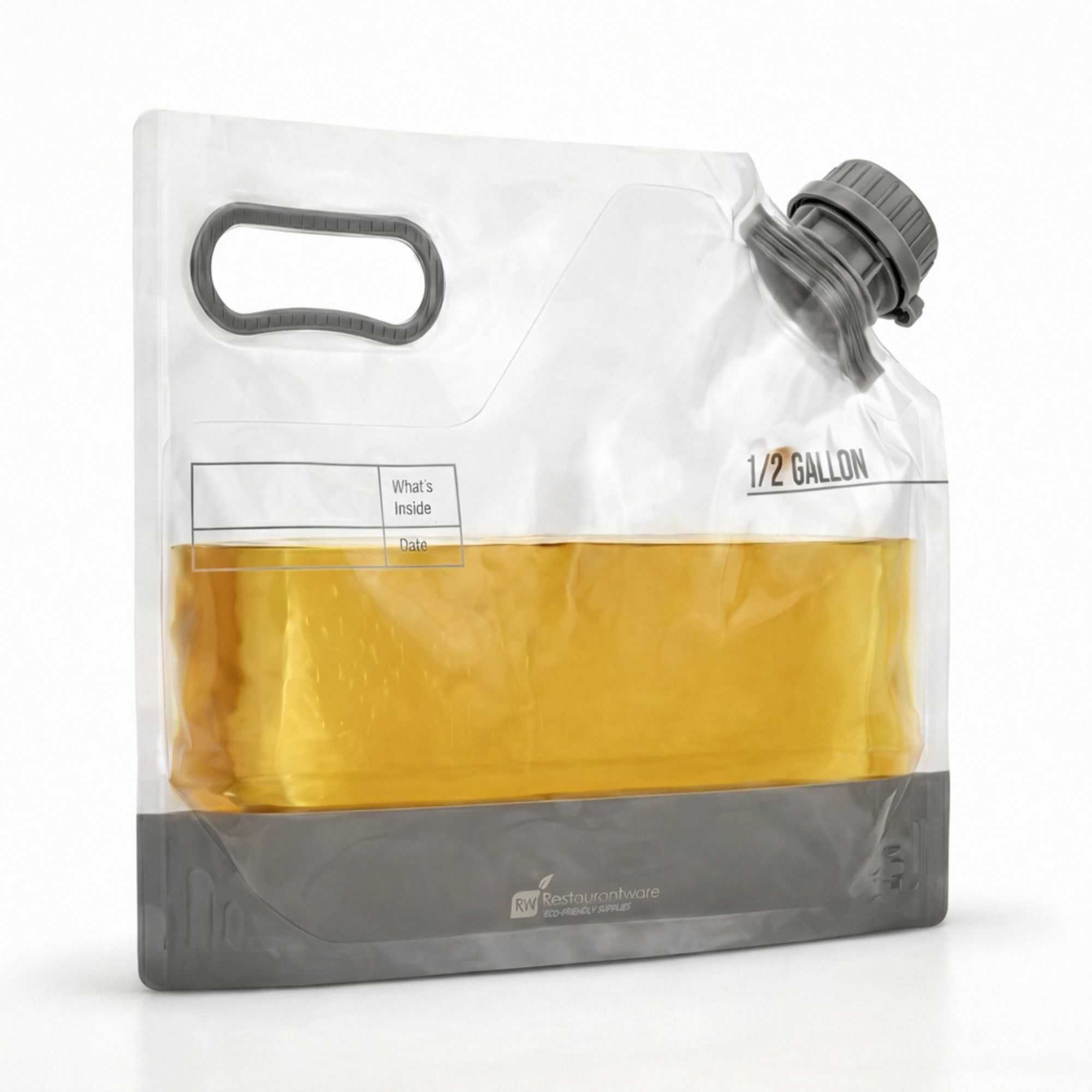 Cater Tek 1/2 gal Clear Plastic Take Out Drink Bag - with Safety Cap - 11 3/4" x 4 1/4" x 9" - 10 count box