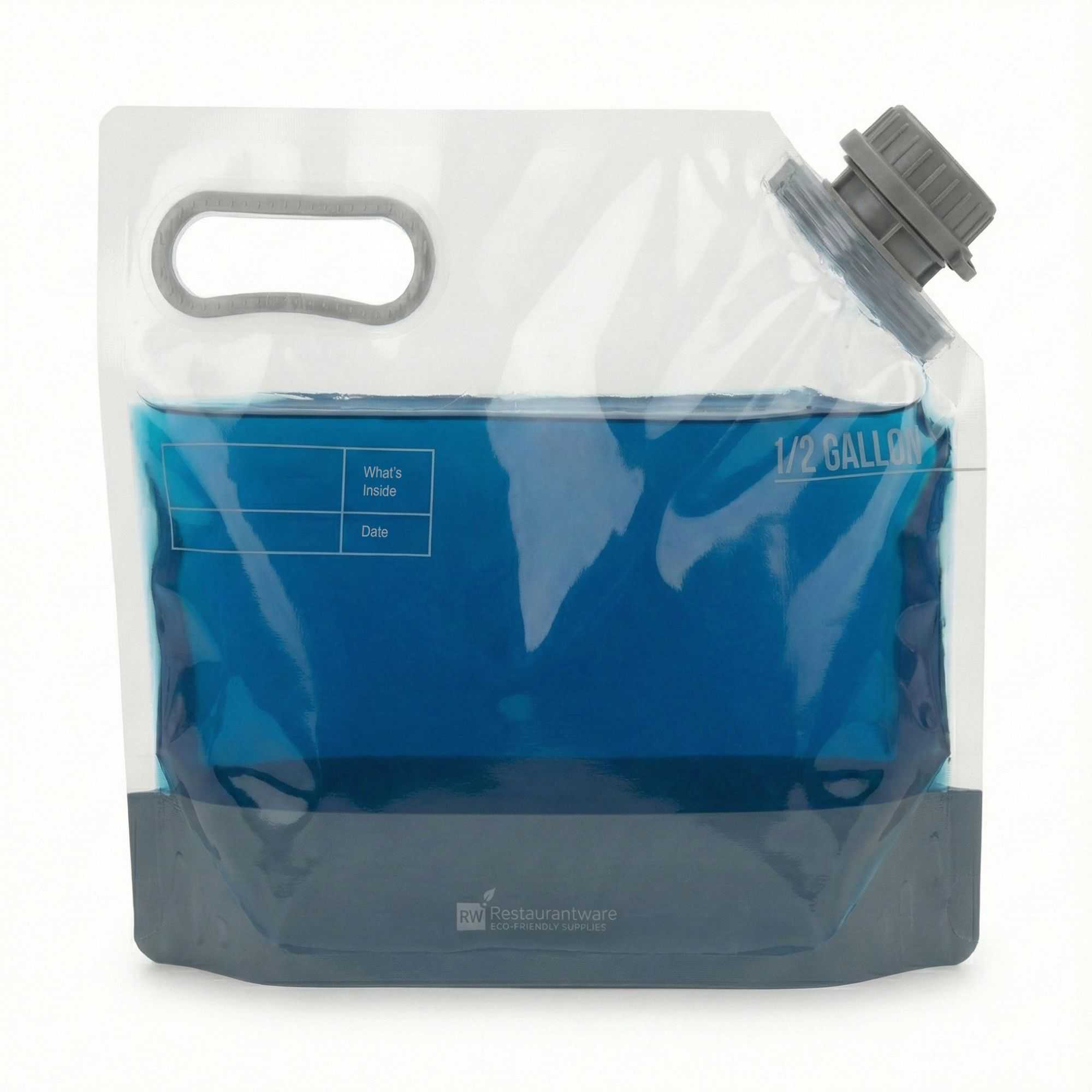 Cater Tek 1/2 gal Clear Plastic Take Out Drink Bag - with Safety Cap - 11 3/4" x 4 1/4" x 9" - 10 count box