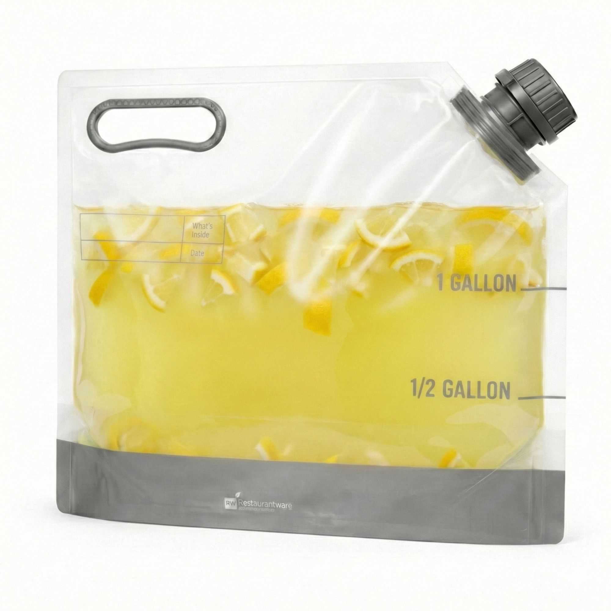 Cater Tek 1 gal Clear Plastic Take Out Drink Bag - with Safety Cap - 12 3/4" x 5 3/4" x 11 3/4" - 2 count box