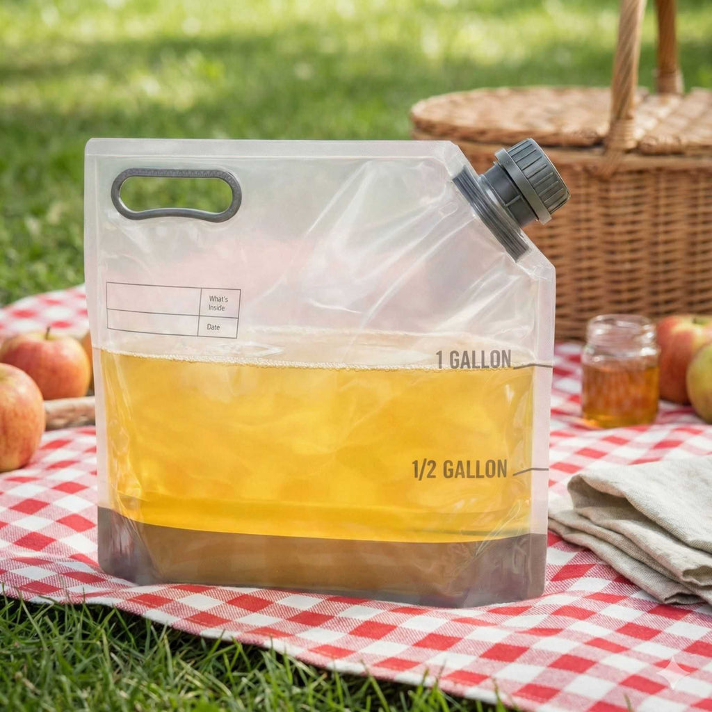 Cater Tek 1 gal Clear Plastic Take Out Drink Bag - with Safety Cap - 12 3/4" x 5 3/4" x 11 3/4" - 2 count box