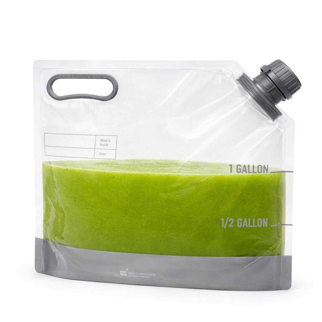 Cater Tek 1 gal Clear Plastic Take Out Drink Bag - with Safety Cap - 12 3/4" x 5 3/4" x 11 3/4" - 2 count box