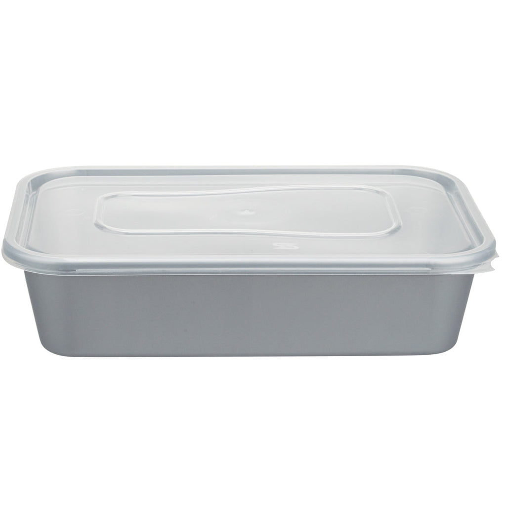 Futura 17 oz Silver Plastic Take Out Container - with Clear Lid, Microwavable - 6 3/4" x 4 1/2" x 2" - 100 count box