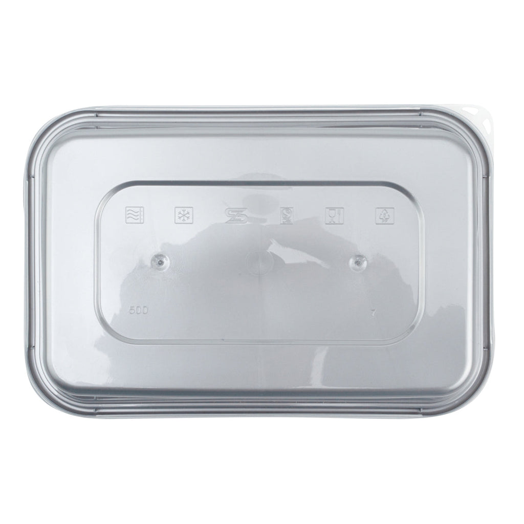 Futura 17 oz Silver Plastic Take Out Container - with Clear Lid, Microwavable - 6 3/4" x 4 1/2" x 2" - 100 count box