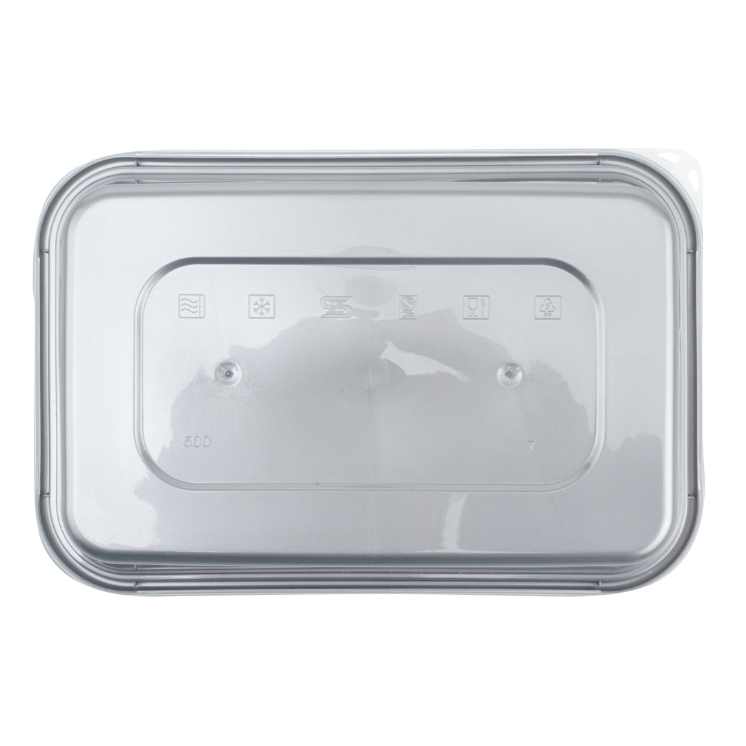 Futura 17 oz Silver Plastic Take Out Container - with Clear Lid, Microwavable - 6 3/4" x 4 1/2" x 2" - 100 count box