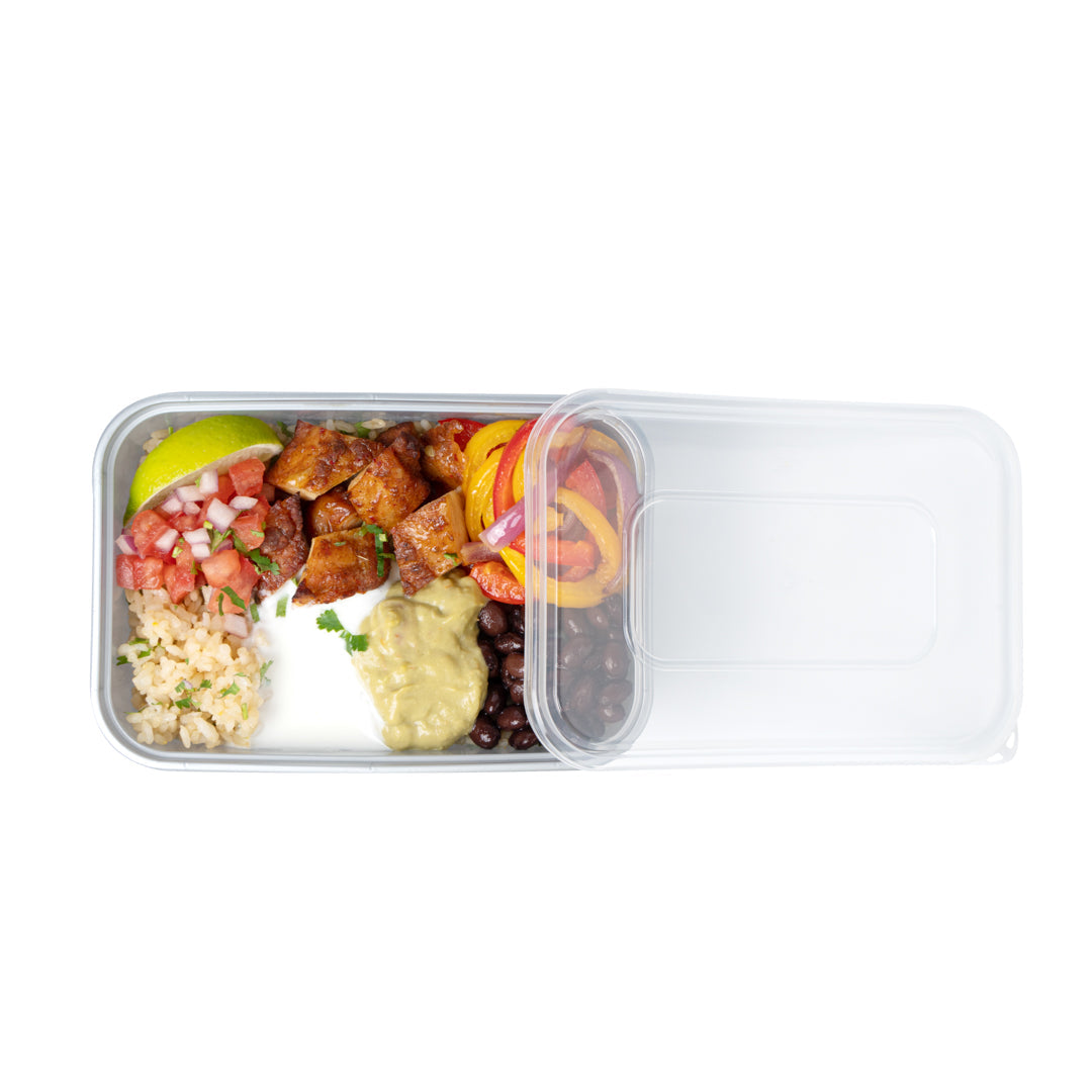 Futura 25 oz Silver Plastic Take Out Container - with Clear Lid, Microwavable - 6 3/4" x 4 1/2" x 2 1/4" - 100 count box