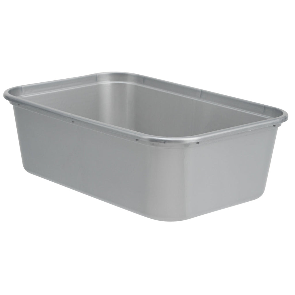 Futura 25 oz Silver Plastic Take Out Container - with Clear Lid, Microwavable - 6 3/4" x 4 1/2" x 2 1/4" - 100 count box