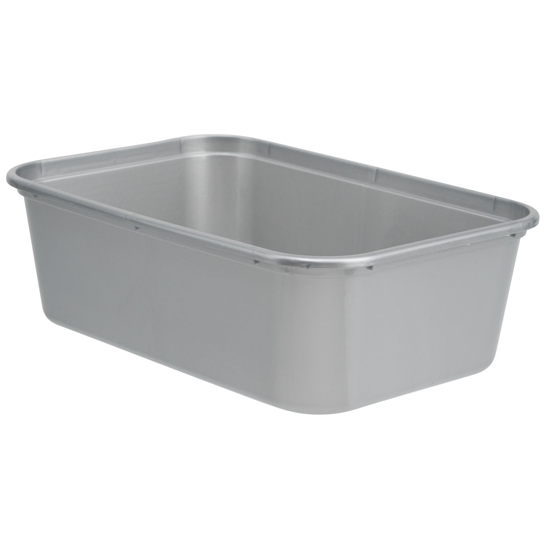 Futura 25 oz Silver Plastic Take Out Container - with Clear Lid, Microwavable - 6 3/4" x 4 1/2" x 2 1/4" - 100 count box