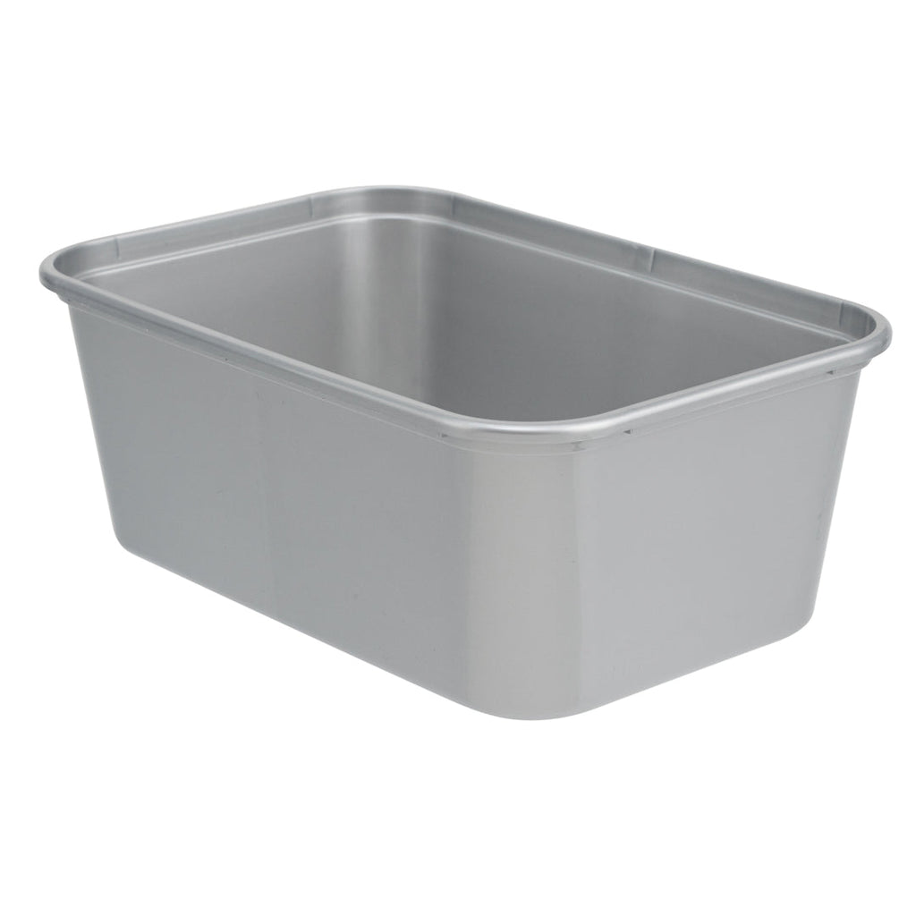 Futura 32 oz Silver Plastic Take Out Container - with Clear Lid, Microwavable, Inserts Available - 6 3/4" x 4 1/2" x 2 3/4" - 100 count box