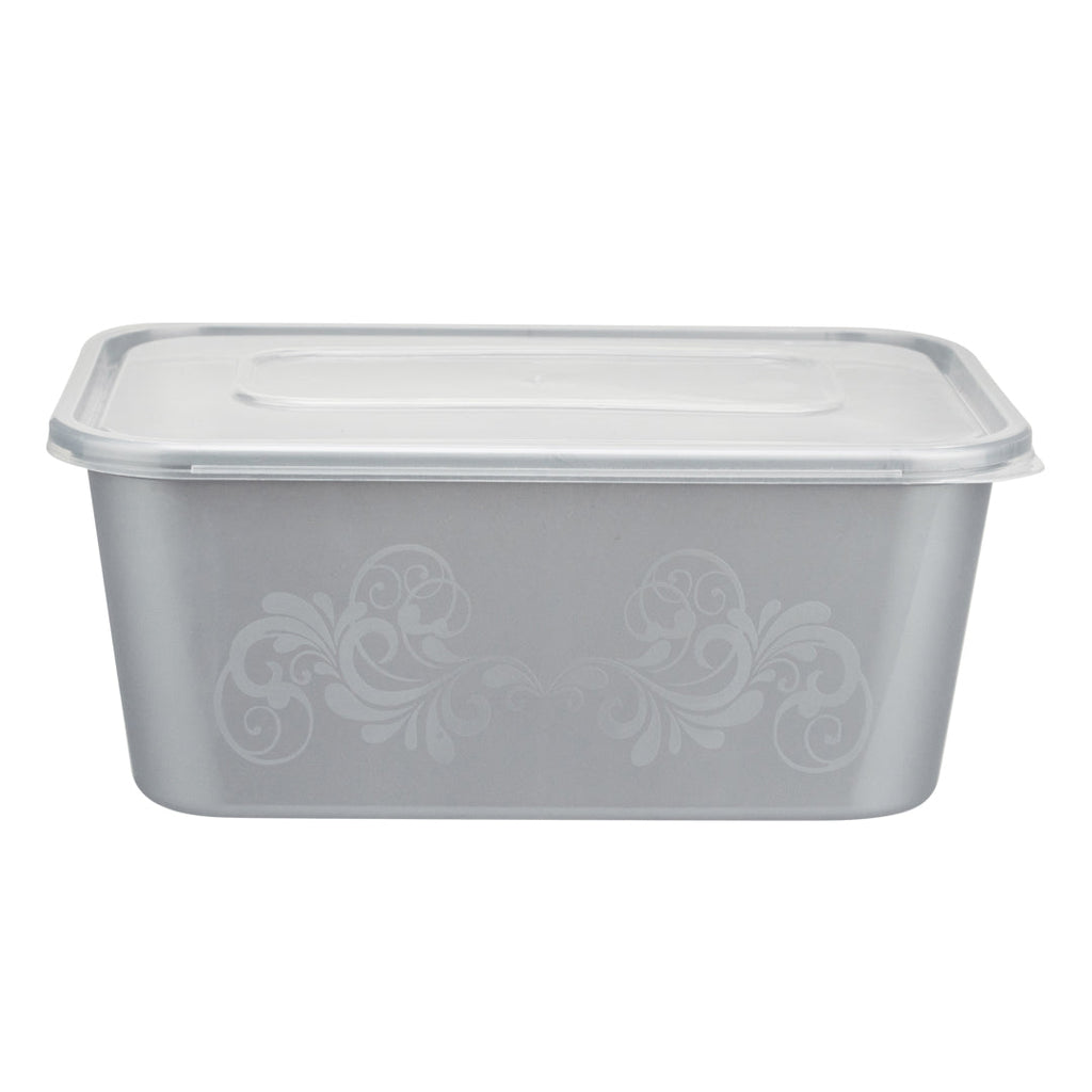 Futura 37 oz Silver Plastic Take Out Container - with Clear Lid, Microwavable, Inserts Available - 6 3/4" x 4 1/2" x 2 3/4" - 100 count box