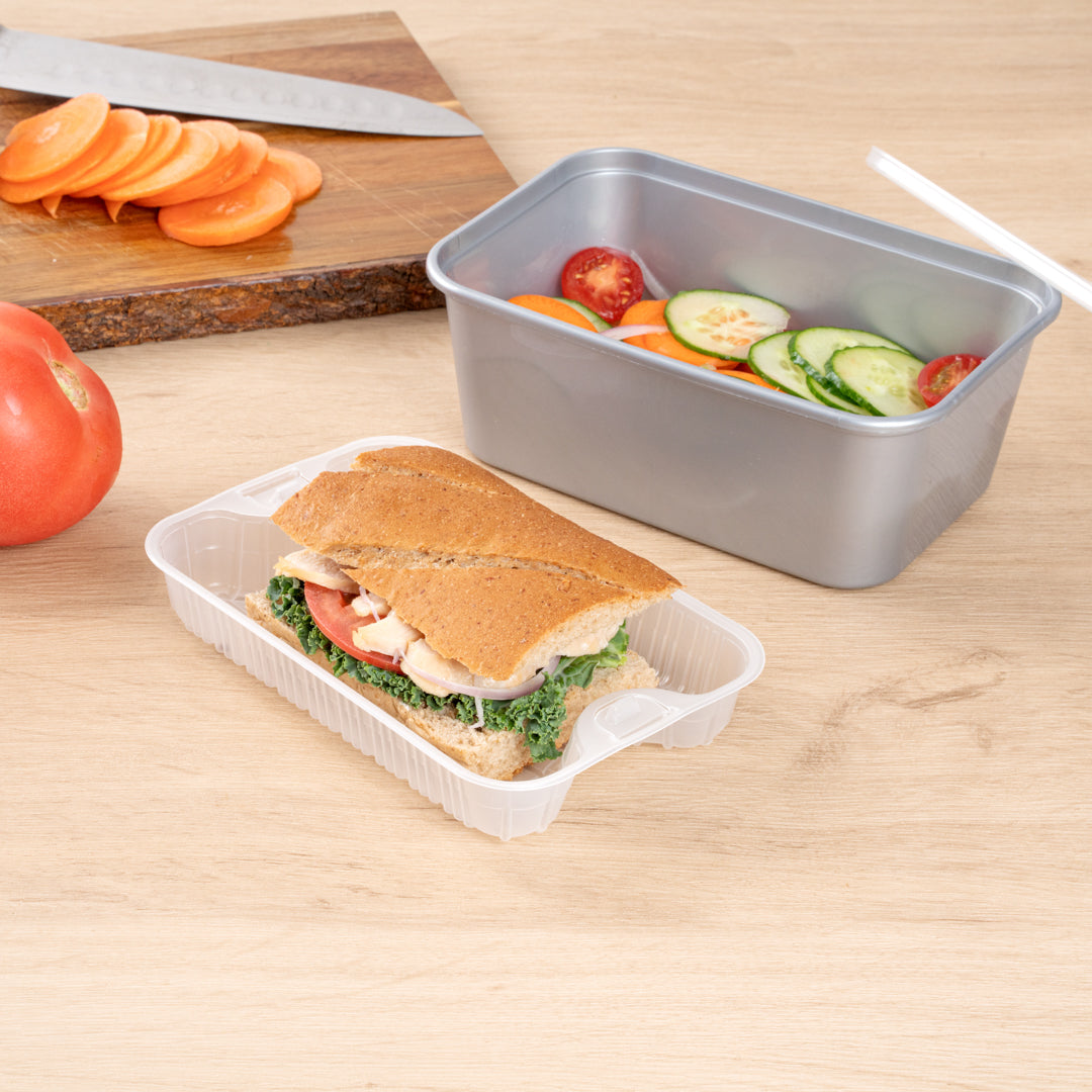 Futura 10 oz White Plastic Insert Tray - 1-Compartment, Fits 32 and 37 oz Containers, Microwavable - 6 1/2" x 4 1/4" x 1" - 100 count box