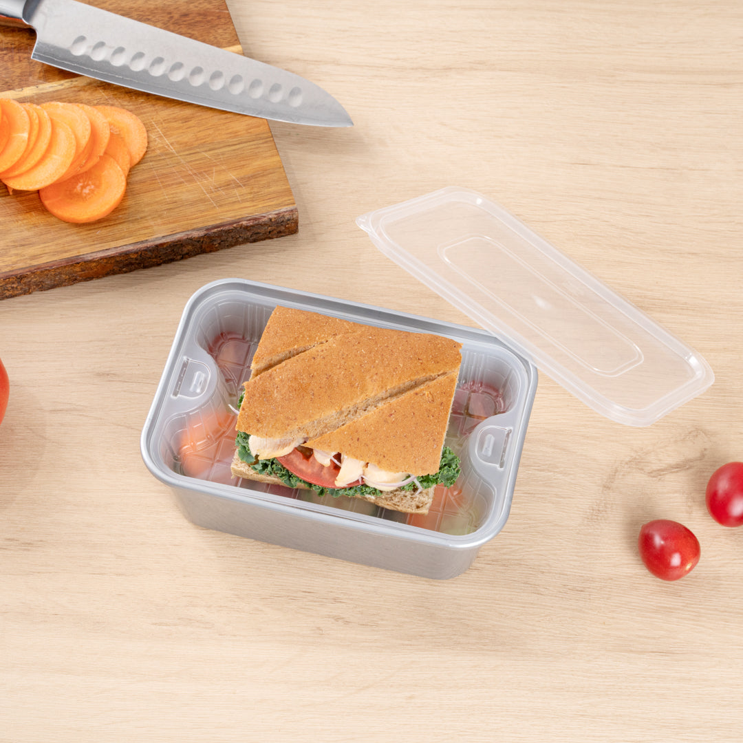 Futura 10 oz White Plastic Insert Tray - 1-Compartment, Fits 32 and 37 oz Containers, Microwavable - 6 1/2" x 4 1/4" x 1" - 100 count box