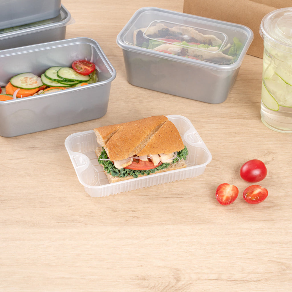 Futura 10 oz White Plastic Insert Tray - 1-Compartment, Fits 32 and 37 oz Containers, Microwavable - 6 1/2" x 4 1/4" x 1" - 100 count box