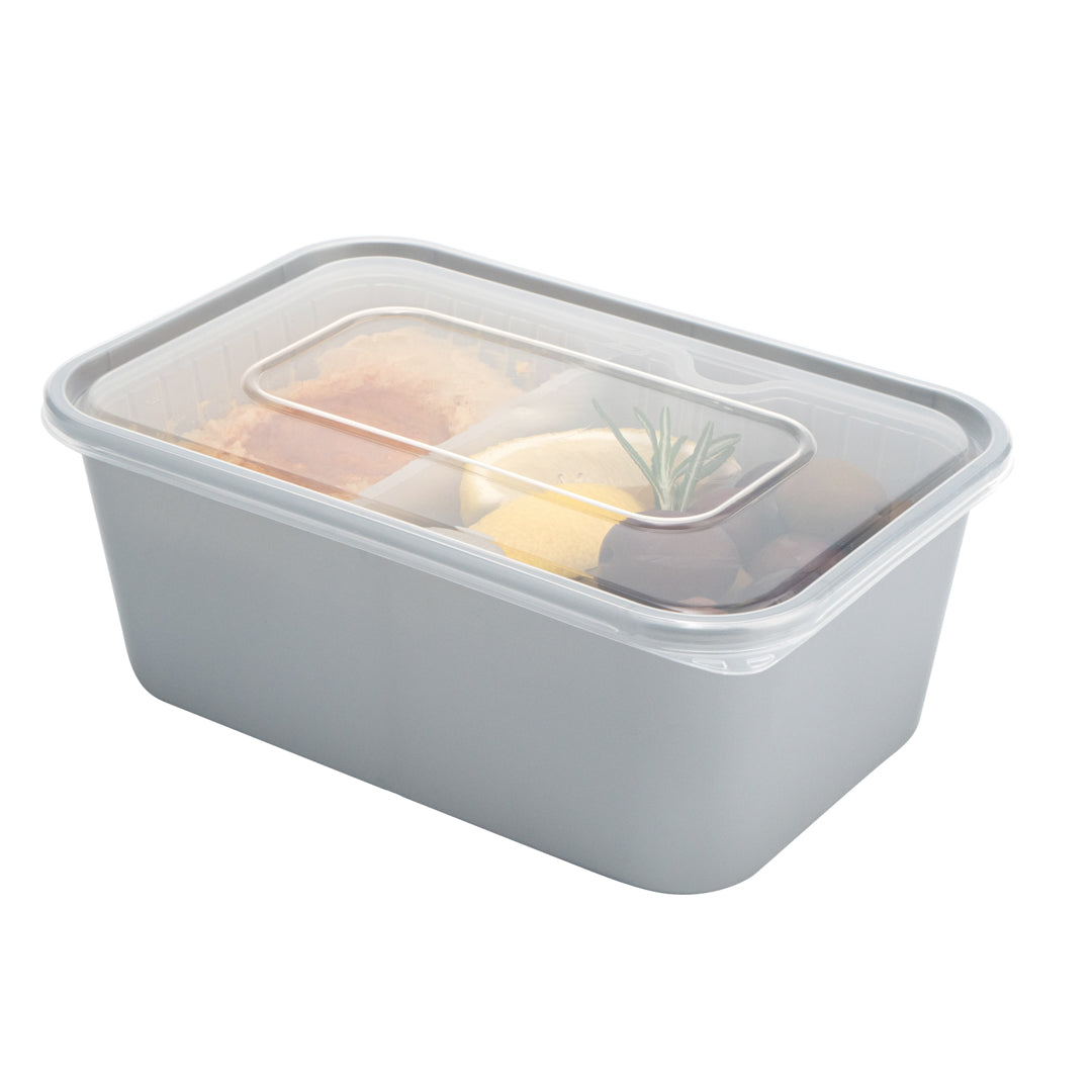 Futura 10 oz White Plastic Wide 2-Compartment Insert Tray - Fits 32 and 37 oz Containers, Microwavable - 100 count box