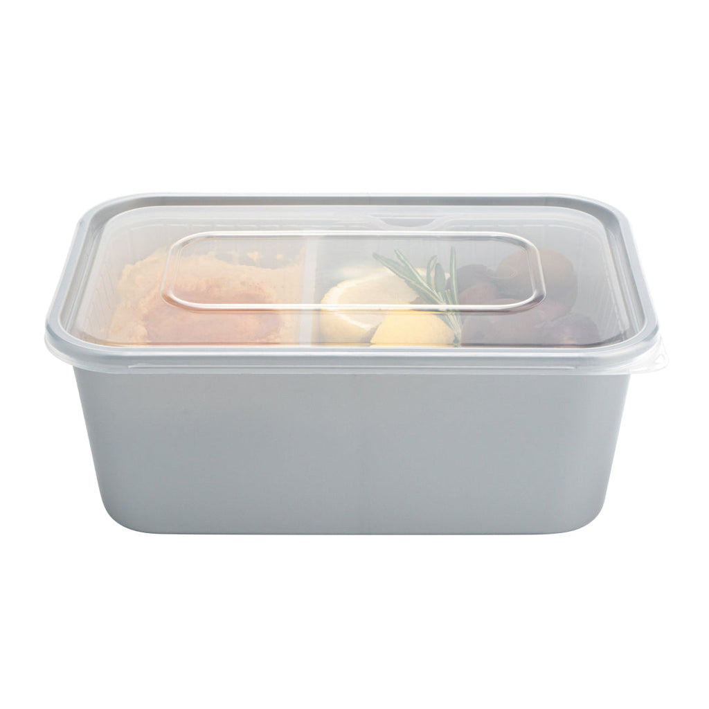 Futura 10 oz White Plastic Wide 2-Compartment Insert Tray - Fits 32 and 37 oz Containers, Microwavable - 100 count box