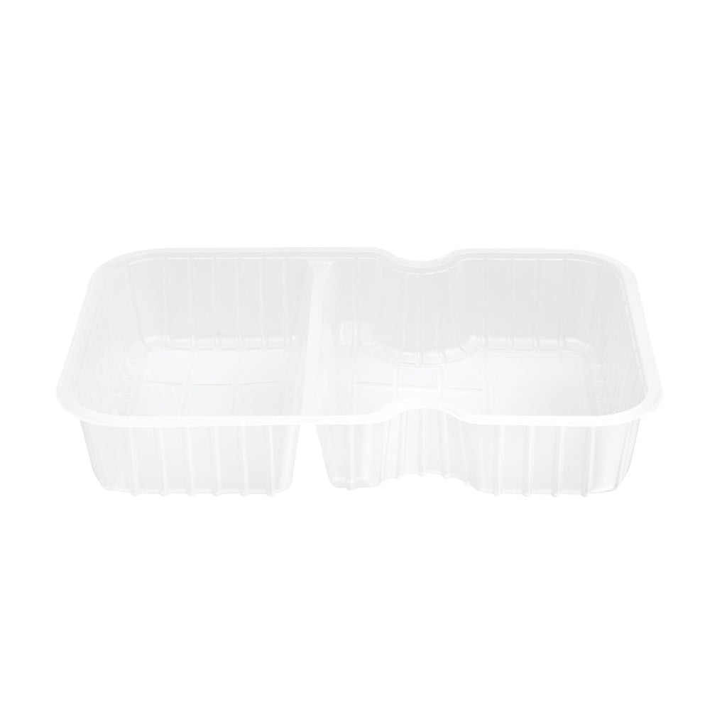Futura 10 oz White Plastic Wide 2-Compartment Insert Tray - Fits 32 and 37 oz Containers, Microwavable - 100 count box