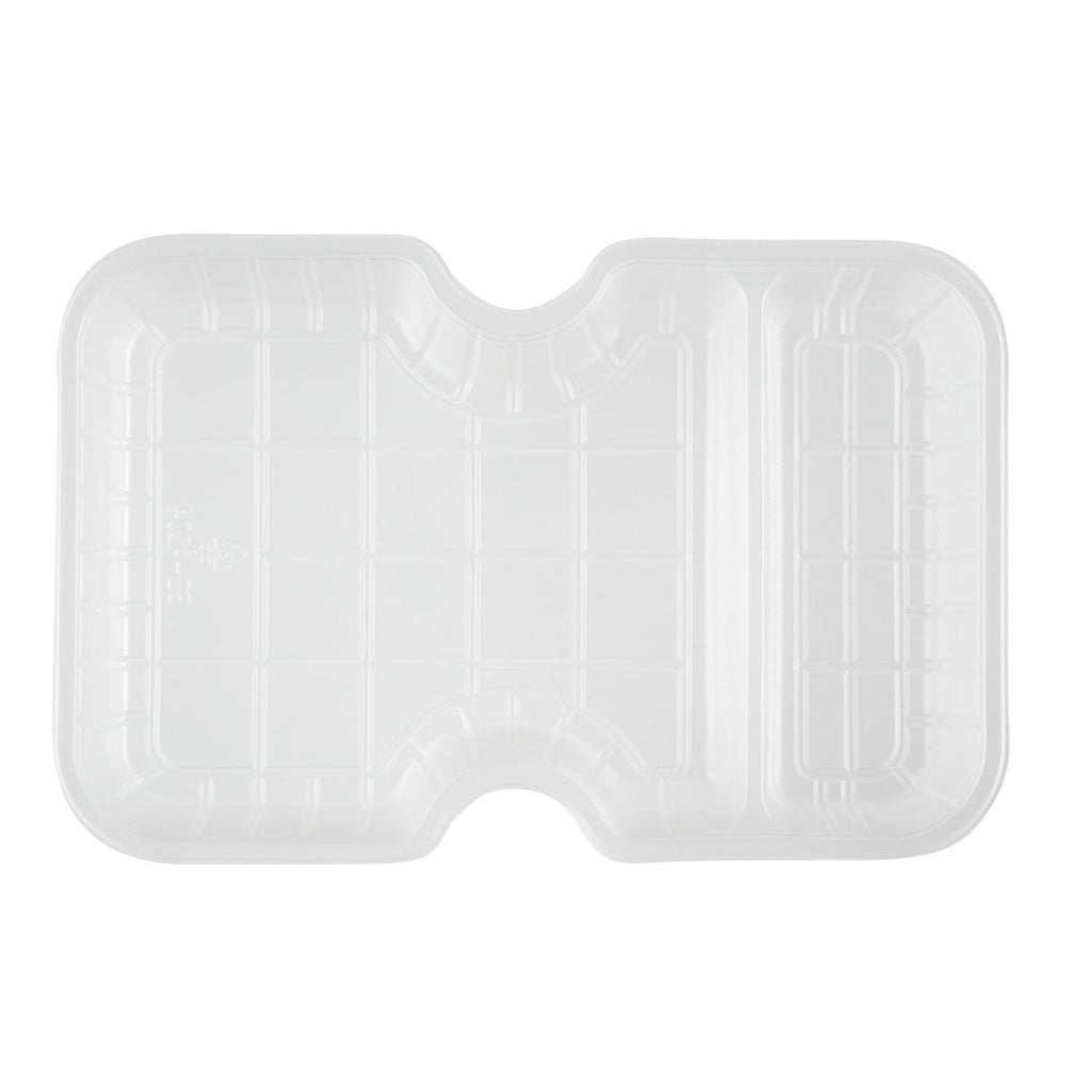 Futura 10 oz White Plastic Narrow 2-Compartment Insert Tray - Fits 32 and 37 oz Containers, Microwavable - 100 count box