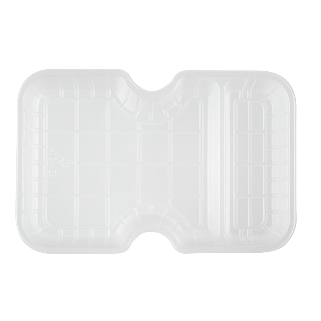 Futura 10 oz White Plastic Narrow 2-Compartment Insert Tray - Fits 32 and 37 oz Containers, Microwavable - 100 count box