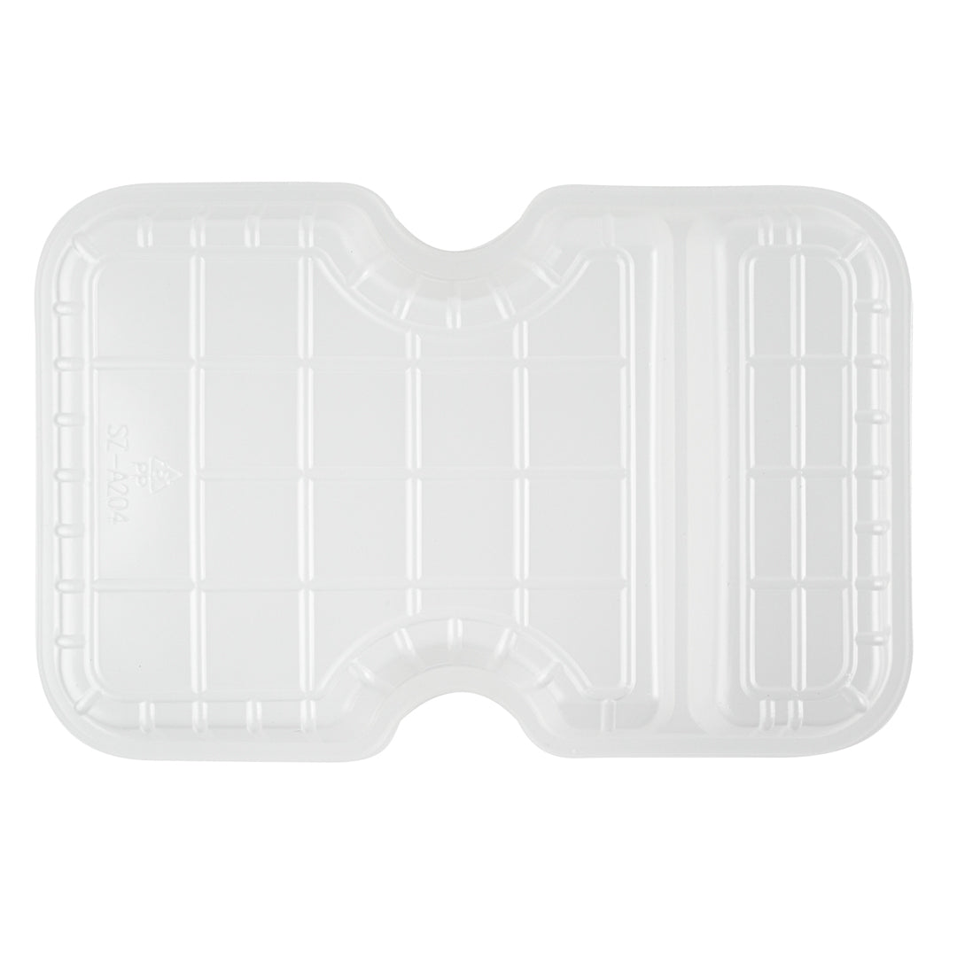 Futura 10 oz White Plastic Narrow 2-Compartment Insert Tray - Fits 32 and 37 oz Containers, Microwavable - 100 count box