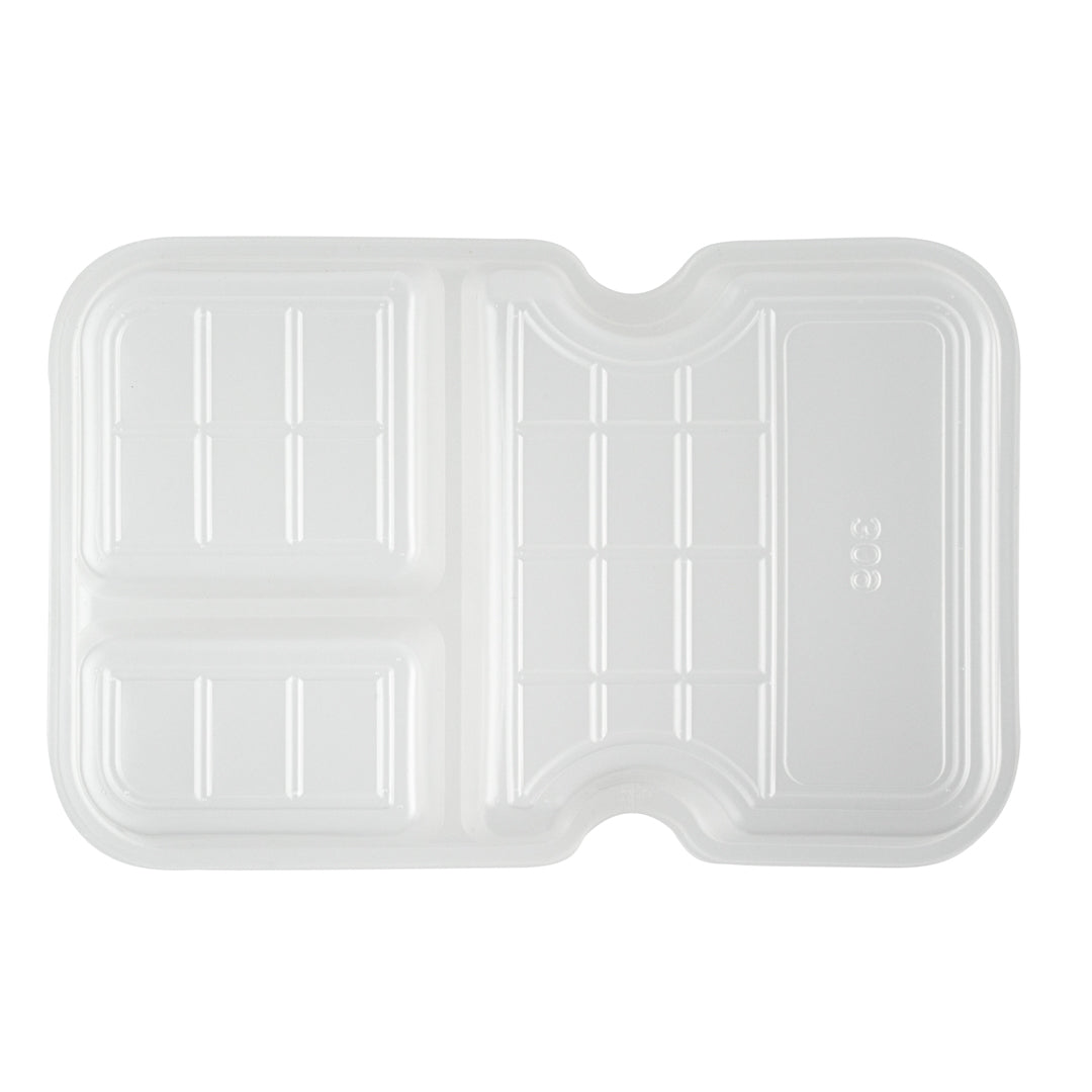 Futura 10 oz White Plastic 3-Compartment Insert Tray - Fits 32 and 37 oz Containers, Microwavable - 100 count box