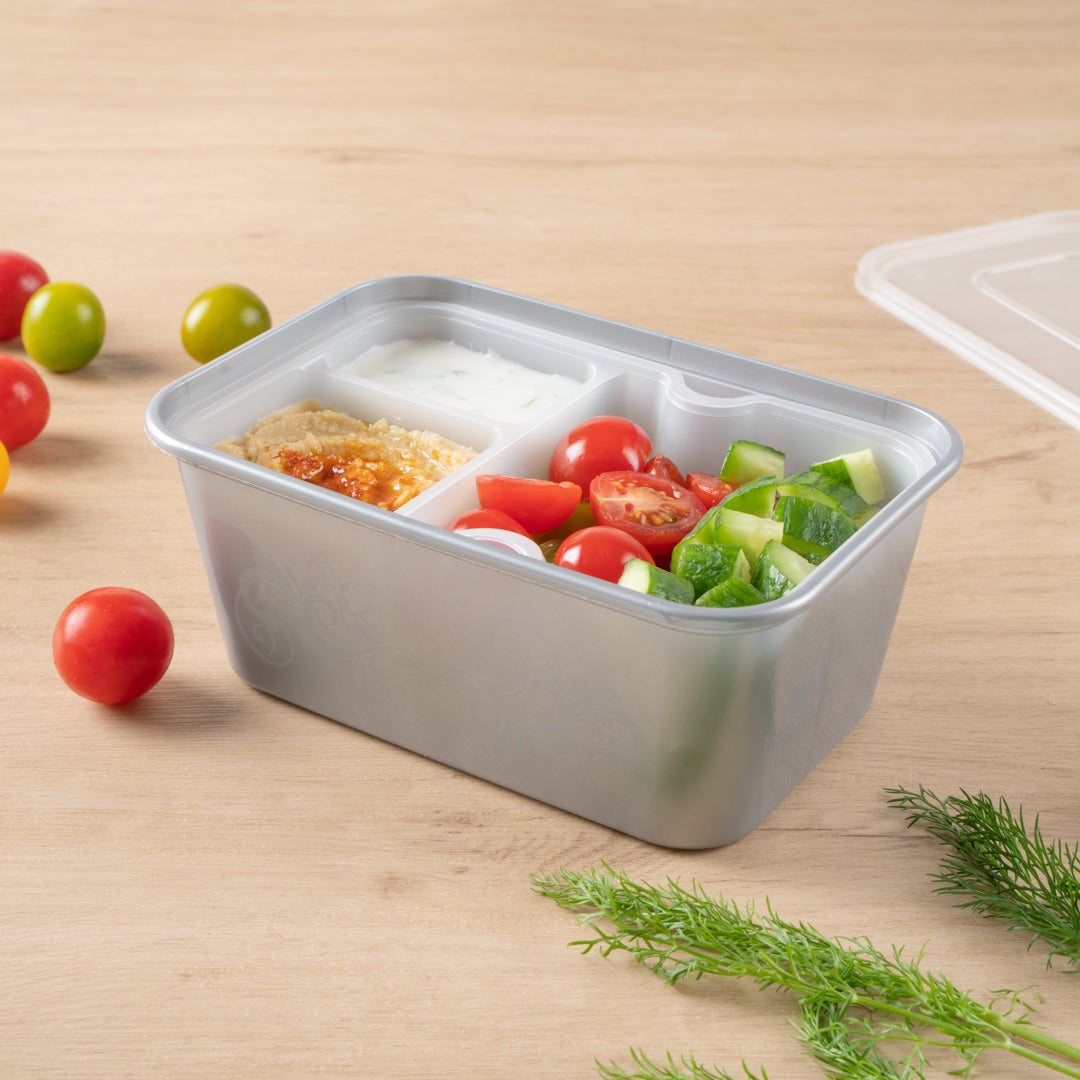 Futura 10 oz White Plastic 3-Compartment Insert Tray - Fits 32 and 37 oz Containers, Microwavable - 100 count box