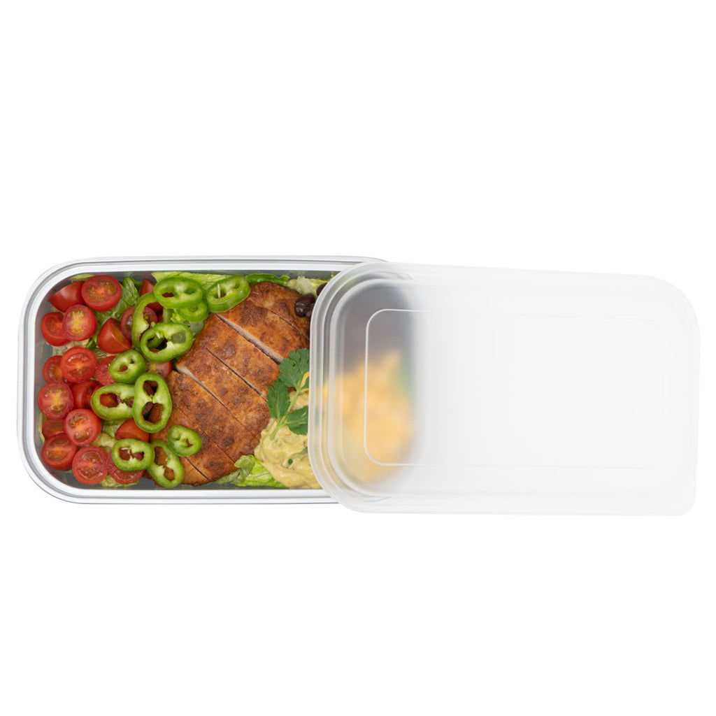 Futura 24 oz Silver Plastic Heavy Duty Container - with Frosted Lid, Microwavable, Inserts Available - 8 1/4" x 5" x 2 1/4" - 100 count box