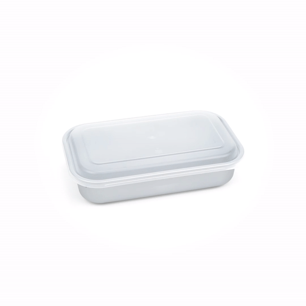 Futura 24 oz Silver Plastic Heavy Duty Container - with Frosted Lid, Microwavable, Inserts Available - 8 1/4" x 5" x 2 1/4" - 100 count box
